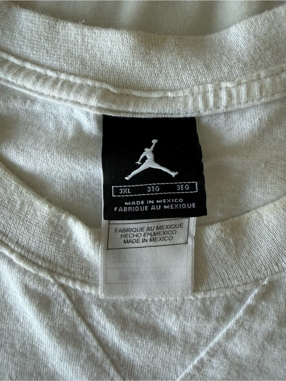 Vintage Jordan White Tee with Multicolor Lettering and Gold Jumpman